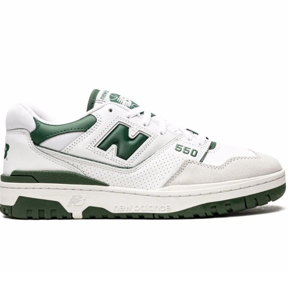 New Balance 550 White and Green Sneakers